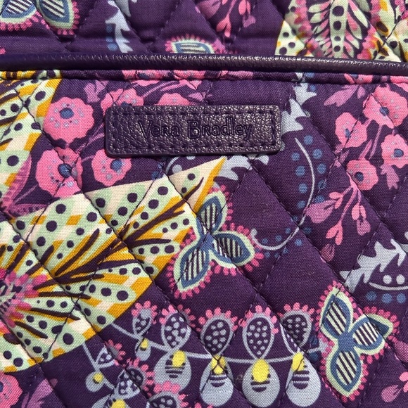 Vera Bradley purple blue leaves tote Euc - Picture 3 of 4